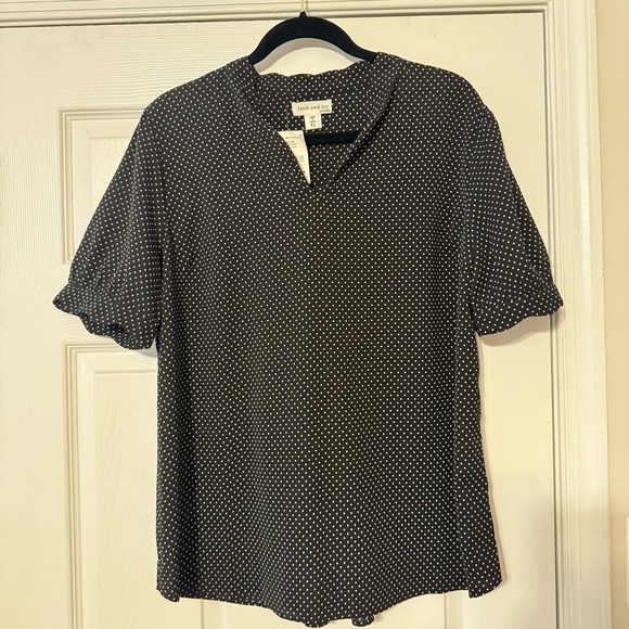 Faith and Joy Black and White Polka Dot Blouse - Picture 1 of 5